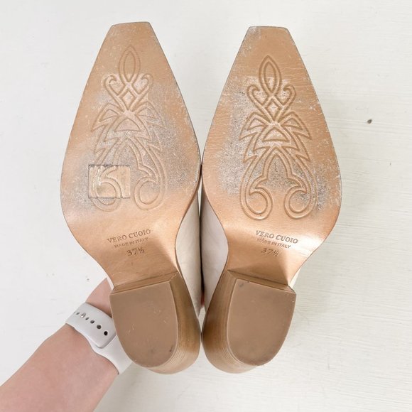 Free People Cream Leather Brayden Western Mule in Bone Cowboy Size 37.5 US 7.5 - Picture 10 of 10